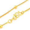 Brass Round Beaded Box Chain Necklaces for Women NJEW-G140-09G-3