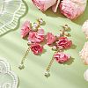 Handmade Cloth Flower Dangle Earrings EJEW-JE06212-1