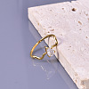 Teardrop 304 Stainless Steel with Clear Cubic Zirconia Finger Rings for Women FS-WG6614B-01-3