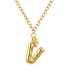 304 Stainless Steel Clear Cubic Zirconia Heart & Letter Pendant Curb Chain Necklaces for Women NJEW-FS00012-27V-1