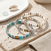 3Pcs 3 Styles Square Glass Tile Beaded Stretch Bracelet Sets with Synthetic Non-magnetic Hematite Beads for Women HZ1549-4