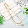 Brass Double Layer Necklaces NJEW-TAC0020-4