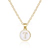 Alloy White Enamel Flat Round with Letter Pendant Necklaces FS-WG63565-20-1