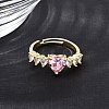 Brass Pave Cubic Zirconia Cuff Open Rings CU-CBA5C10-02G-2