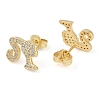 Rack Plating Girl Brass Pave Cubic Zirconia Stud Earrings for Women EJEW-Z059-11G-2