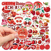 50Pcs Cherry PVC Adhesive Waterproof Stickers Self-Adhesive Stickers PW-WGF9328-01-4