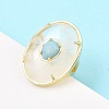 Natural Quartz Crystal & Flower Amazonite Oval Cuff Rings G-P599-01G-01-2