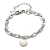 304 Stainless Steel Coffee Bean & Cable Cahin Charm Bracelets for Women BJEW-U024-01P-4