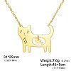 304 Stainless Steel Holow Cute Cat with Fish Pendant Necklaces for Women WGEC842-02-2