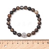 Round Natural Black Onyx Beads Stretch Bracelets BJEW-JB13665-4