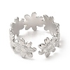 Non-Tarnish 304 Stainless Steel Sunflower Open Cuff Ring for Women RJEW-E063-08P-3