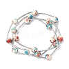 Round Synthetic Turquoise Beads Multi-strand Bracelets for Women BJEW-JB12335-01-2