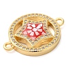 Rack Plating Brass Micro Pave Clear Cubic Zirconia Ring with Star Links Connector Charms KK-K385-086G-3