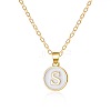 Alloy White Enamel Flat Round with Letter Pendant Necklaces FS-WG63565-19-1