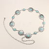 Alloy Pave Synthetic Turquoise Link Chain Belly Chains WG63A0D-10-1