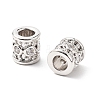 Column Brass Micro Pave Clear Cubic Zirconia European Beads KK-L237-017P-2