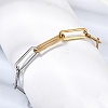 Two Tone 304 Stainless Steel Paperclip Chain Bracelets for Women BJEW-G786-01GP-02-1
