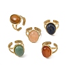 Natural Mixed Gemstone with 304 Stainless Steel Open Cuff Rings Set for Women RJEW-JR01115-3