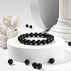 100Pcs 8mm Natural Black Stone(Natural Black Glass) Round Beads DIY-LS0002-15-6