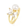 Brass Micro Pave Cubic Zirconia Finger Rings for Women RJEW-D340-02G-04-3