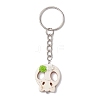 Skull Synthetic Turquoise & Flower Resin Keychain KEYC-JKC00844-4