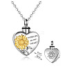 Alloy Heart with Sunflower Urn Ashes Pendant Necklace BOTT-PW0002-015P-1