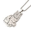201 Stainless Steel Box Chain Hollow Cute Cat Pendant Necklaces NJEW-S003-09P-2