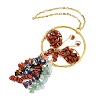 Butterfly Brass & Natural Red Jasper Pendant Decorations HJEW-Z007-04G-01-2
