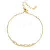 Brass Micro Pave Clear Cubic Zirconia Rectangle Link Bracelets KK-CBA6980-15G-4