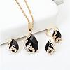 Alloy Glass Pendant Necklaces & Stud Earrings & Rings Sets WGA5C1C-04-1