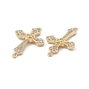 Rack Plating Brass Micro Pave Clear Cubic Zirconia Connector Charms KK-A175-07G-3