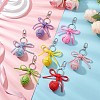 7Pcs Alloy Polyester Spandex Bowknot Ball Keychain KEYC-JKC01169-2