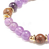 Natural Wenge Wood & Gemstone Beaded Stretch Bracelet BJEW-JB07818-6