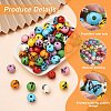 Fashewelry 80Pcs 8 Colors Printed Natural Wood Beads WOOD-FW0001-09-4