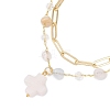 Natural Morganite Beads Multi-layered Bracelets BJEW-JB12217-02-3