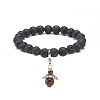 Natural Lava Rock & Gemstone Stretch Bracelet with Alloy Fairy Charms BJEW-JB08730-3