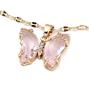 Butterfly Light Gold Brass Micro Pave Cubic Zirconia Pendant Necklaces NJEW-E105-05KCG-02-1