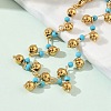 304 Stainless Steel Faceted Round Synthetic Turquoise Beaded Bracelets BJEW-C151-04A-3