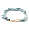 Chip Natural Larimar Stretch Beaded  Bracelets BJEW-JB05431-01-1