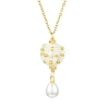 Seed Beads & Teardrop ABS Plastic Imitation Pearl Pendant Necklaces NJEW-MZ00086-3