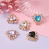 5Pcs 5 Colors Glass Rhinestone Pendants ALRI-YW0001-20-5