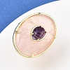 Natural Rose Quartz & Amethyst Oval Cuff Rings G-P599-01G-03-3