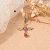 Heart with Wing Rhinestone Charm Belly Ring AJEW-F057-17G-4