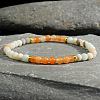 Bohemian Natural Flower Amazonite & Carnelian Beaded Stretch Bracelets JK6099-5-2