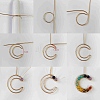 7 Chakra Round Mixed Stone Copper Wire Wrapped Moon Pendants PALLOY-TA00401-02-5
