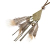 Alloy Rhombus with Feather Pendant Necklace with Wood Beads NJEW-P261-06AB-3