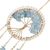 Wire Wrapped Natural Aquamarine Chip Tree of Life Window Hanging Prism Ornaments HJEW-TA00283-01-3