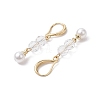 Brass with Glass Beads and ABS Plastic Imitation Pearl Dangle Earring EJEW-JE05939-4