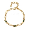 Oval & Paperclip Brass Micro Pave Cubic Zirconia Link Chain Bracelets for Women BJEW-D458-01G-05-2