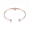 Alloy Wire Wrap Knot Open Cuff Bangle for Women BJEW-S118-145RG-2